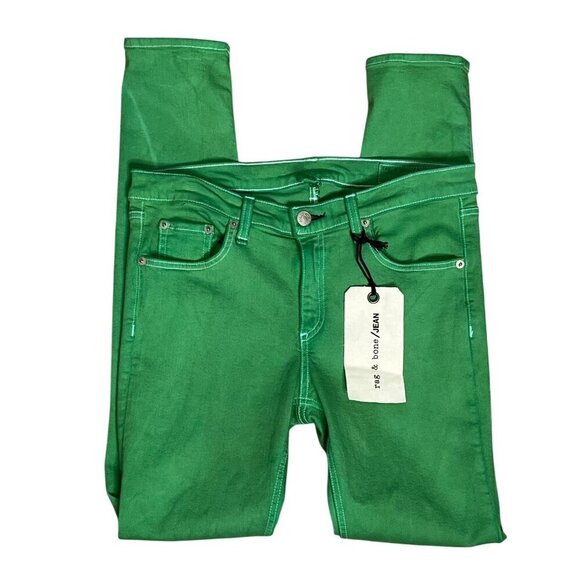 Rag & Bone Bright Green Custom Dye Skinny Jeans Size 30 Bright White Skinny NEW - Picture 9 of 13
